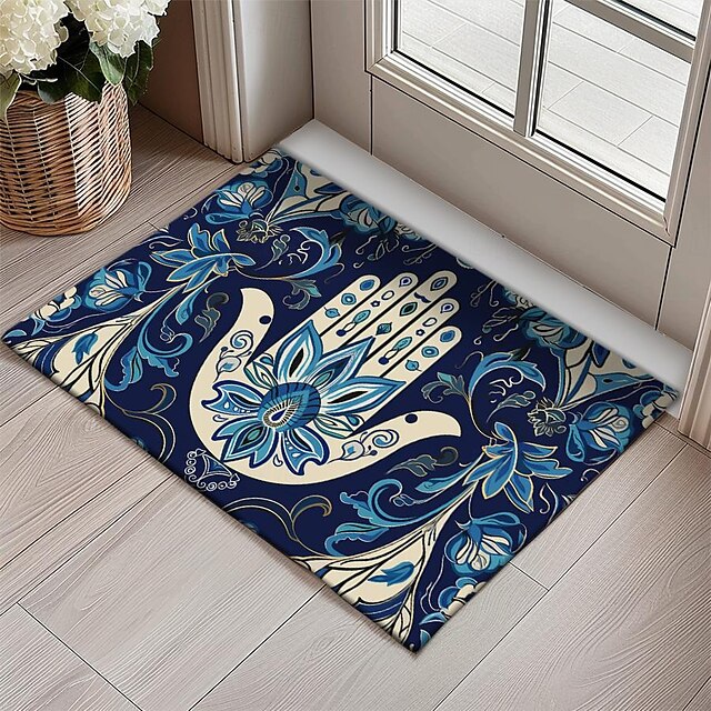 Hamsa Hand Ramadan Doormat Floor Mats Washable Rugs Kitchen Mat Non-Slip Oil Proof Rug Indoor Outdoor Mat Bedroom Decor Bathroom Mat Entrance Rug