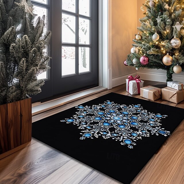 Doormat Snowflake Kitchen Mat Floor Mat Non-Slip Area Rug Oil Proof Rug Indoor Outdoor Mat Bedroom Decor Bathroom Mat Entrance Rug