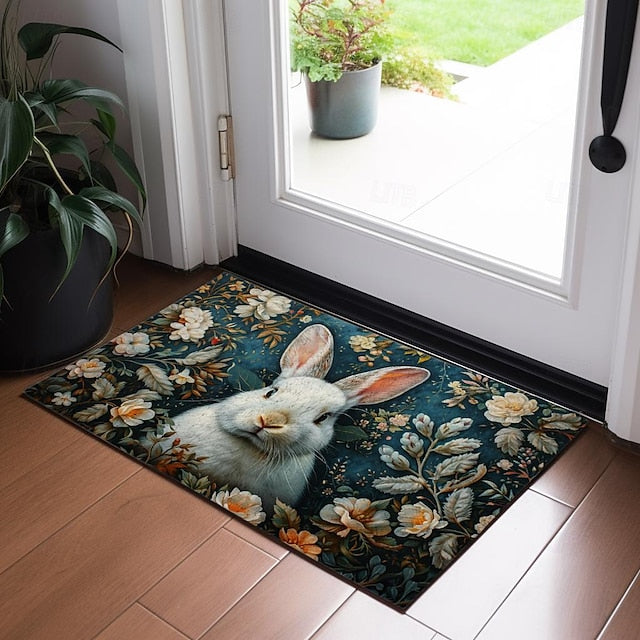 Ink Blue Rabbit Doormat Floor Mats Washable Rugs Kitchen Mat Non-Slip Oil Proof Rug Indoor Outdoor Mat Bedroom Decor Bathroom Mat Entrance Rug