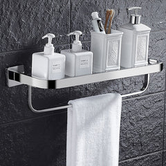 Shower Caddy Modern Bath Multifunctional Storage Rack With Towel Bar Stainless Steel Thickened Towel Rack Bathroom Tempered Glass Cosmetics Bathroom Supplies Storage Rack