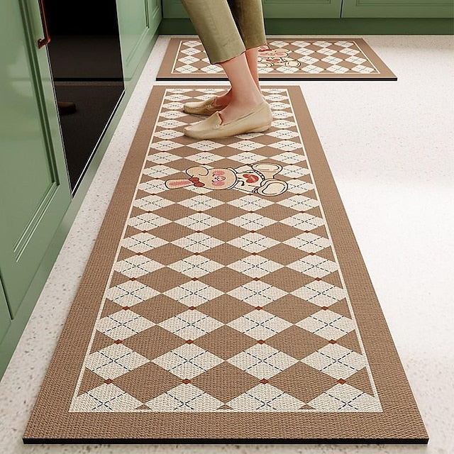 Kitchen Floor Mats Lattice Non-Slip Waterproof And Oil-Proof Mats Dirt-Resistant High-End Diatom MudFoot Pads