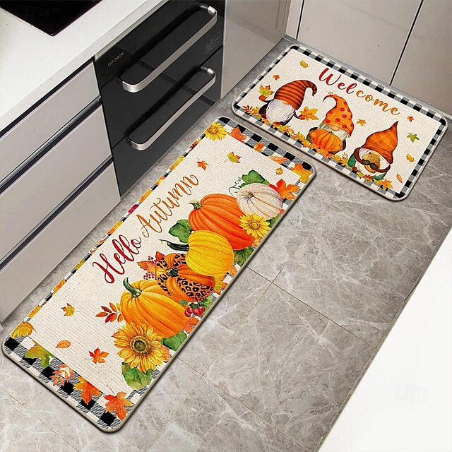 Autumn Pumpkin Truck Area Rug Kitchen Mat Non-Slip Oil Proof Floor Mat Livingroom Rug Indoor Outdoor Mat Bedroom Decor Bathroom Mat Entrance Rug Door Mat