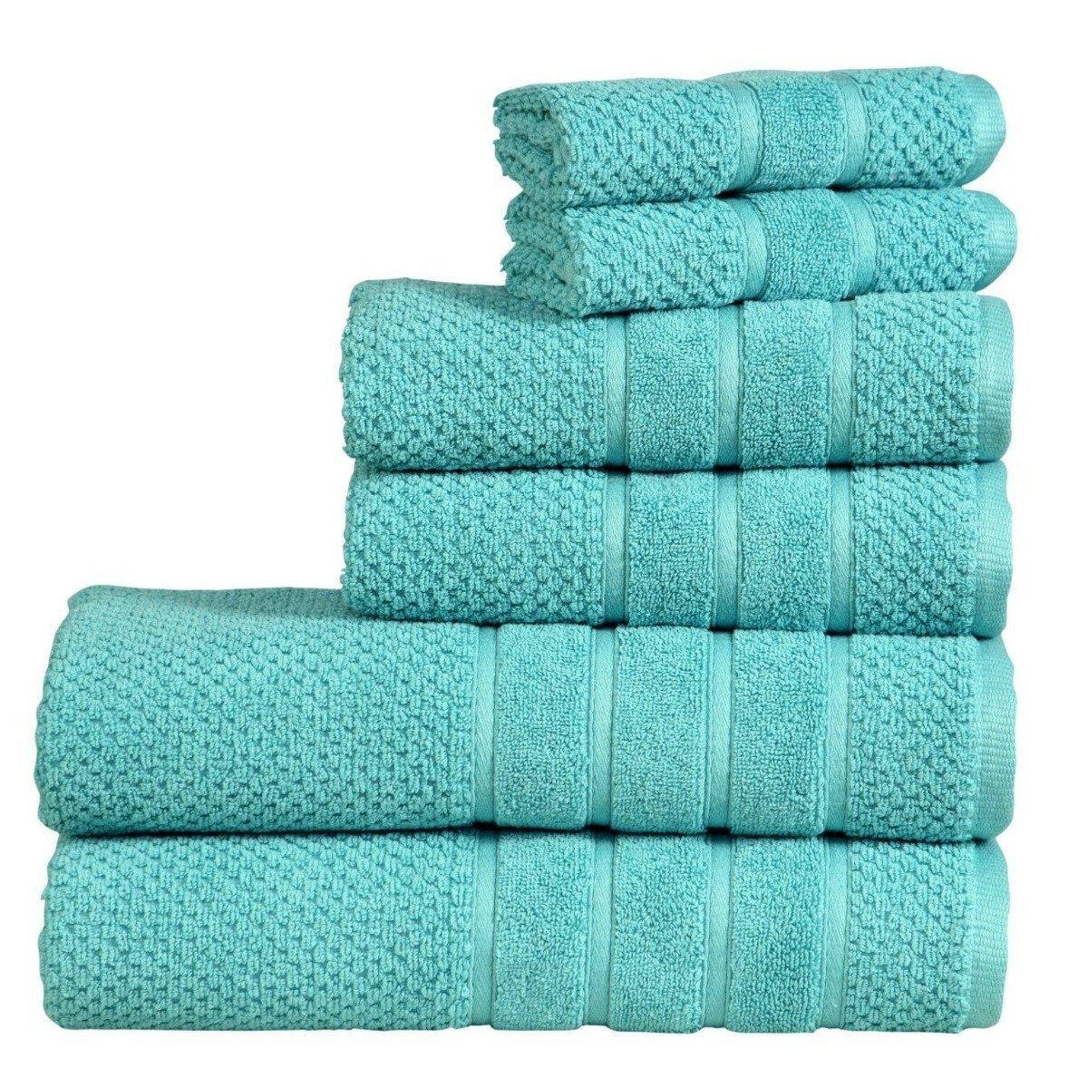 Bibb Home 6-Piece Egyptian Cotton Zero Twist Towel Set