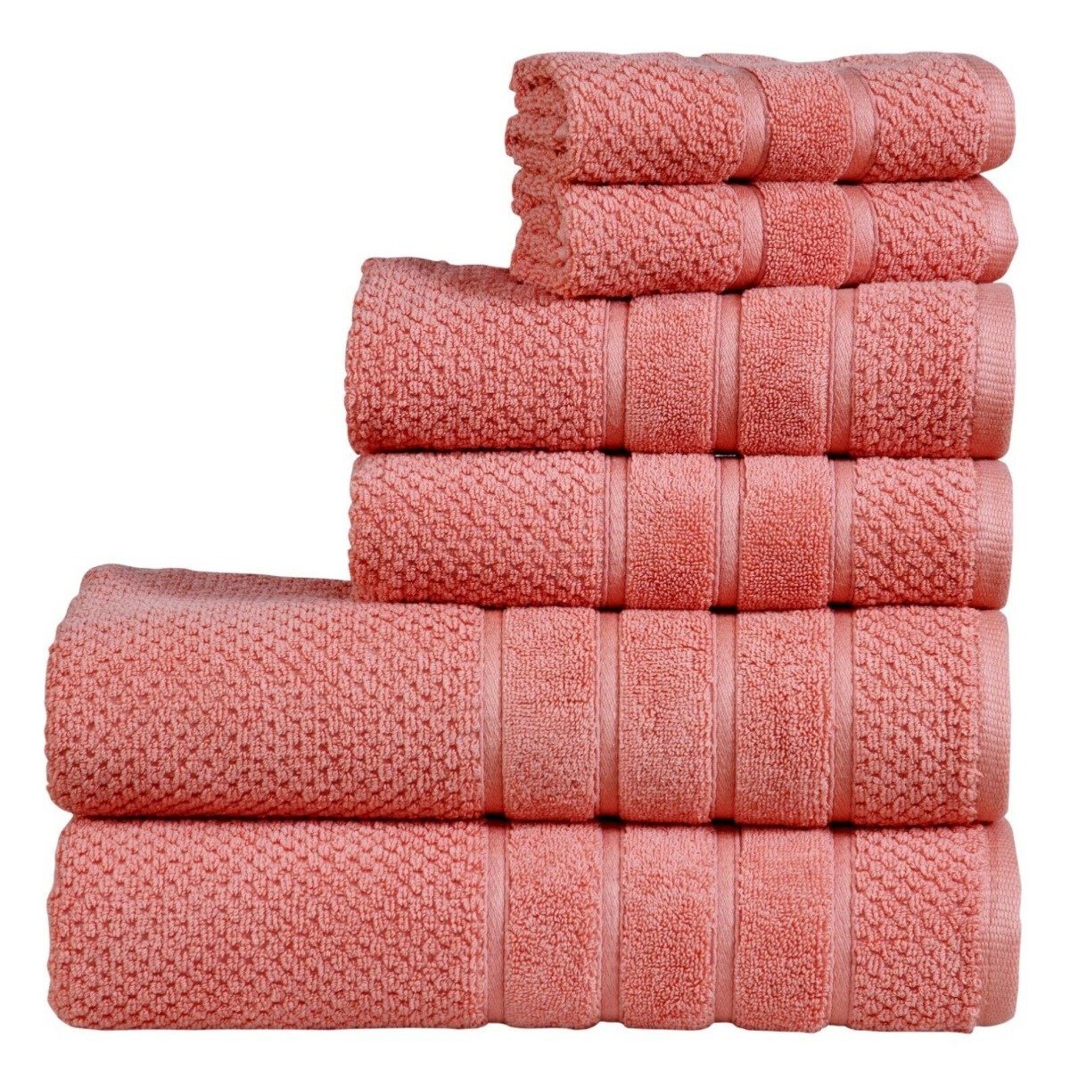 Bibb Home 6-Piece Egyptian Cotton Zero Twist Towel Set