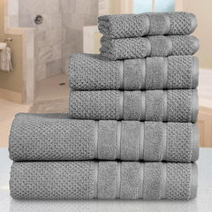 Bibb Home 6-Piece Egyptian Cotton Zero Twist Towel Set