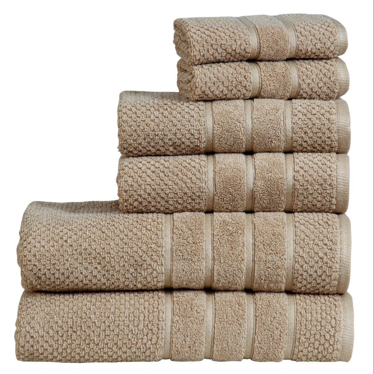 Bibb Home 6-Piece Egyptian Cotton Zero Twist Towel Set