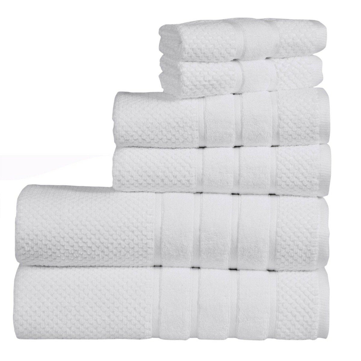 Bibb Home 6-Piece Egyptian Cotton Zero Twist Towel Set