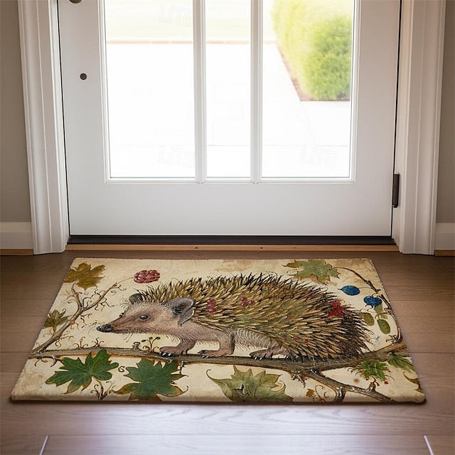 Hedgehog Fruits Doormat Kitchen Mat Floor Mat Non-Slip Area Rug Oil Proof Rug Indoor Outdoor Mat Bedroom Decor Bathroom Mat Entrance Rug