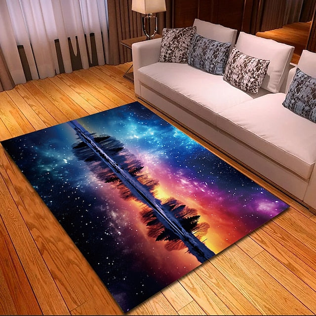 Blacklight Rug UV Reactive Glow in the Dark Area Rug Kitchen Mat Non-Slip Oil Proof Trippy Universe Floor Mat Livingroom Rug Indoor Outdoor Mat Bedroom Decor Bathroom Mat Entrance Rug Door Mat