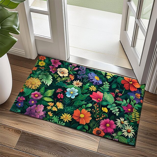 Flowers Doormat Floor Mats Washable Rugs Kitchen Mat Non-Slip Oil Proof Rug Indoor Outdoor Mat Bedroom Decor Bathroom Mat Entrance Rug