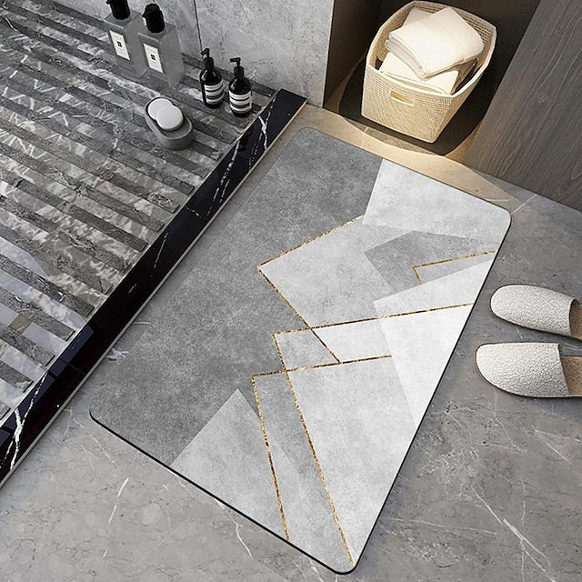 Diatomaceous Earth Bath Mat Non-slip Marble Pattern Super Absorbent Toilet Door Quick-Drying Foot Mat Entry Door Mat Non-Slip Mat