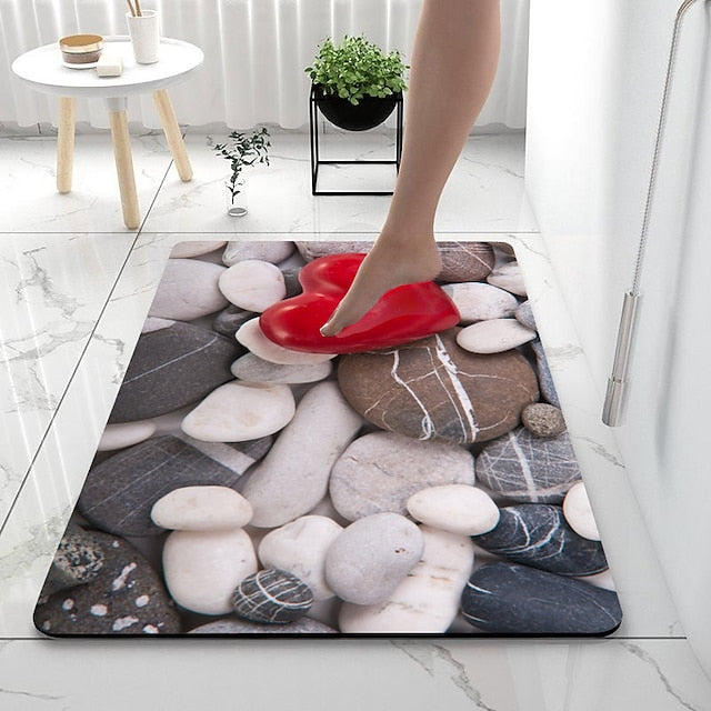 Diatomaceous Earth Bath Mat Smooth Stone Super Absorbent Bathroom Rug Door Mat New Design