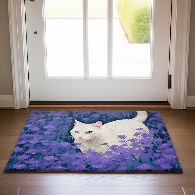 Painting Cat Doormat Floor Mats Washable Rugs Kitchen Mat Non-Slip Oil Proof Rug Indoor Outdoor Mat Bedroom Decor Bathroom Mat Entrance Rug