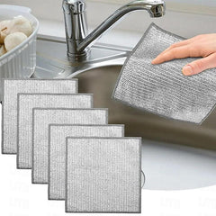 5pcs Steel Wire Cleaning Cloth Kitchen Magic Dishwashing Towel Non Stick Oil Cleaning Rag Microwave Stove Clean Tools Dish Cloth