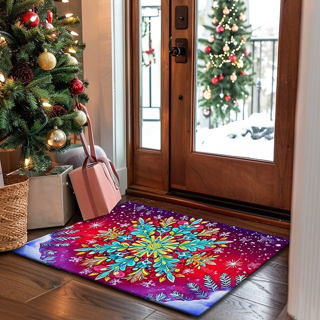 Doormat Snowflake Kitchen Mat Floor Mat Non-Slip Area Rug Oil Proof Rug Indoor Outdoor Mat Bedroom Decor Bathroom Mat Entrance Rug