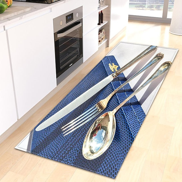 Cutlery Area Rug Kitchen Mat Non-Slip Oil Proof Floor Mat Livingroom Rug Indoor Outdoor Mat Bedroom Decor Bathroom Mat Entrance Rug Door Mat