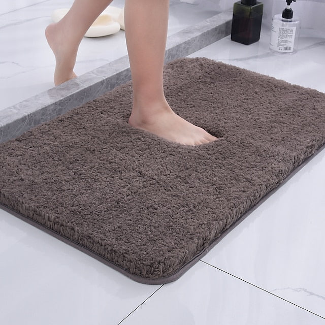 1pc Soft And Comfortable Thick Plush Bath Mat Non-slip For Bathroom, Bedroom, Living Room, Water Absorption And Anti-Slip Design Fall Decor