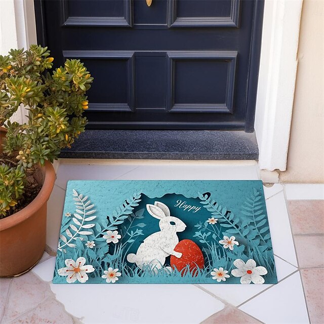 Easter Bunny Doormat Floor Mats Washable Rugs Kitchen Mat Non-Slip Oil Proof Rug Indoor Outdoor Mat Bedroom Decor Bathroom Mat Entrance Rug Folk Art