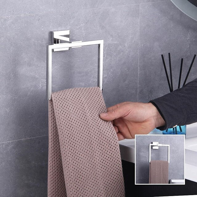 Black Hand Towel Holder SUS304 Stainless Steel Towel Hanger Towel Ring for Bathroom Lavatory Wall Mount Contemporary Style