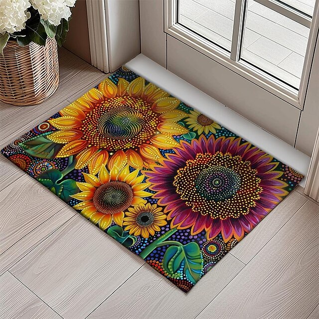 Big Sun Flowers Doormat Floor Mats Washable Rugs Kitchen Mat Non-Slip Oil Proof Rug Indoor Outdoor Mat Bedroom Decor Bathroom Mat Entrance Rug