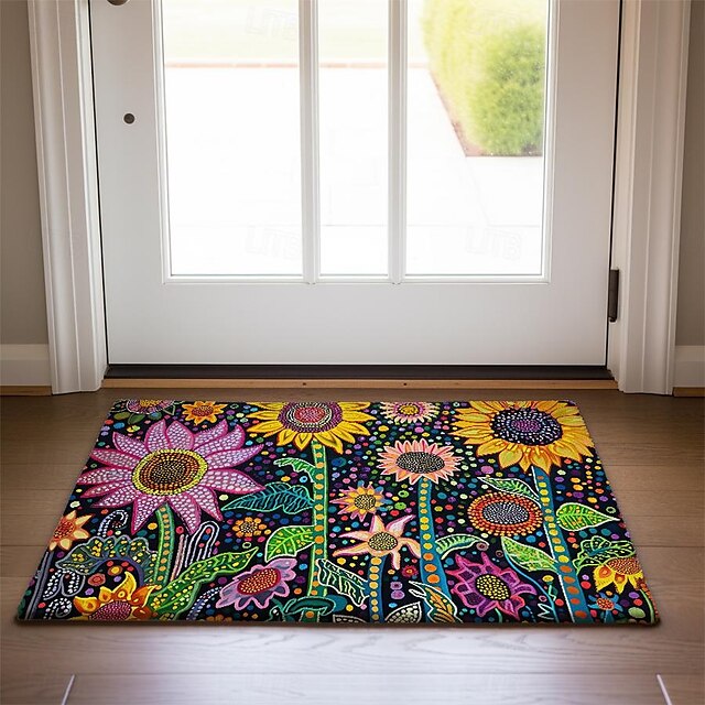 Big Sun Flowers Doormat Floor Mats Washable Rugs Kitchen Mat Non-Slip Oil Proof Rug Indoor Outdoor Mat Bedroom Decor Bathroom Mat Entrance Rug