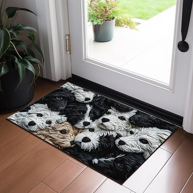 Yarn Cute Dogs Doormat Floor Mats Washable Rugs Kitchen Mat Non-Slip Oil Proof Rug Indoor Outdoor Mat Bedroom Decor Bathroom Mat Entrance Rug