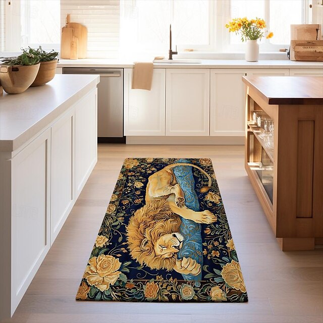 Sleeping Lion Area Rug Kitchen Mat Non-Slip Oil Proof Floor Mat Livingroom Rug Indoor Outdoor Mat Bedroom Decor Bathroom Mat Entrance Rug Door Mat