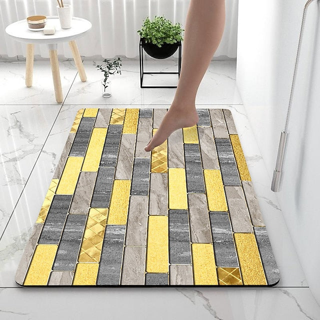 Diatomaceous Earth Bath Mat Color Stripe Pattern Super Absorbent Bathroom Rug Door Mat New Design