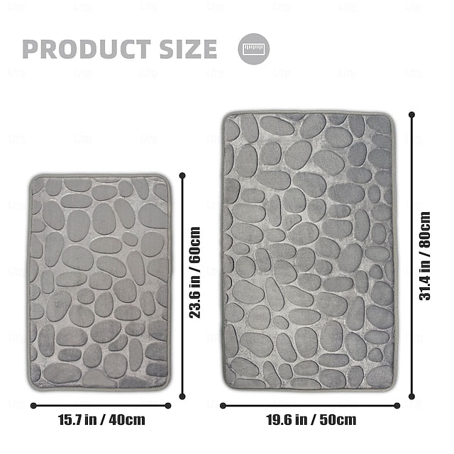 Cobblestone Embossed Bath Mat Non-slip , Memory Foam Pad, Washable Bath Rugs, Rapid Water Absorbent, Non-Slip, Washable, Thick, Soft And Comfortable Carpet For Shower Room