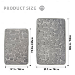 Cobblestone Embossed Bath Mat Non-slip , Memory Foam Pad, Washable Bath Rugs, Rapid Water Absorbent, Non-Slip, Washable, Thick, Soft And Comfortable Carpet For Shower Room