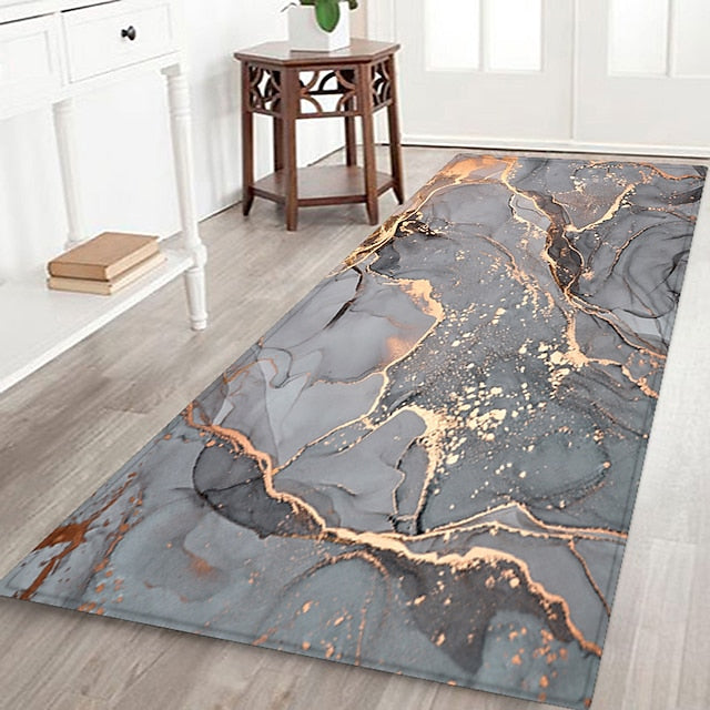 Marble Pattern Flannel Floor Mat Fabric Printed Home Entrance Doormat Carpet Mattress Bathroom Mat