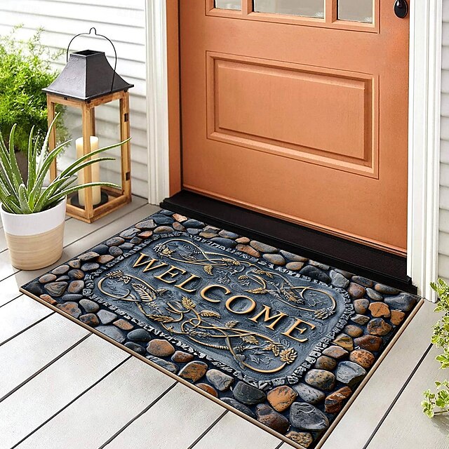 Valentine's Day Cobblestone Home Doormat Kitchen Mat Floor Mat Non-Slip Area Rug Oil Proof Rug Indoor Outdoor Mat Bedroom Decor Bathroom Mat Entrance Rug