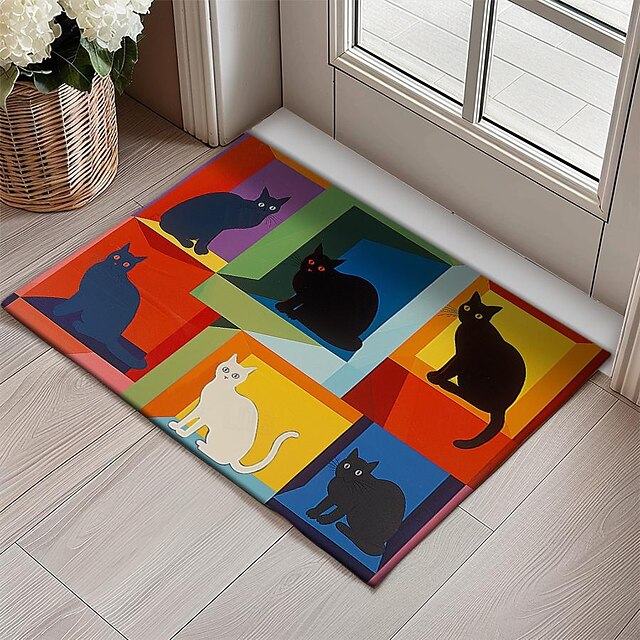 Cute Cates Doormat Kitchen Mat Floor Mat Non-Slip Area Rug Oil Proof Rug Indoor Outdoor Mat Bedroom Decor Bathroom Mat Entrance Rug