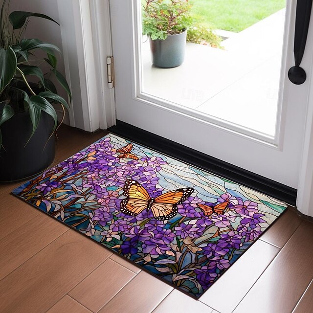 Folk Art Butterflies Doormat Floor Mats Washable Rugs Kitchen Mat Non-Slip Oil Proof Rug Indoor Outdoor Mat Bedroom Decor Bathroom Mat Entrance Rug