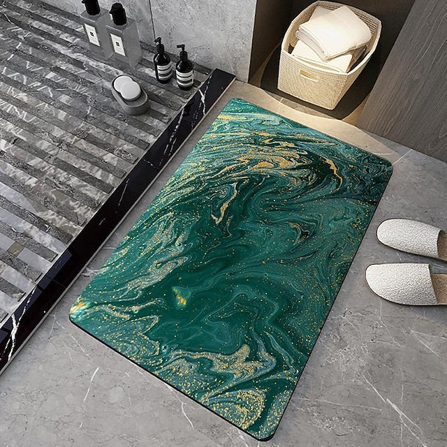 Diatomaceous Earth Bath Mat Non-slip Marble Pattern Super Absorbent Toilet Door Quick-Drying Foot Mat Entry Door Mat Non-Slip Mat