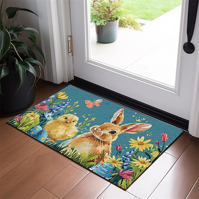 Easter Bunny Doormat Floor Mats Washable Rugs Kitchen Mat Non-Slip Oil Proof Rug Indoor Outdoor Mat Bedroom Decor Bathroom Mat Entrance Rug