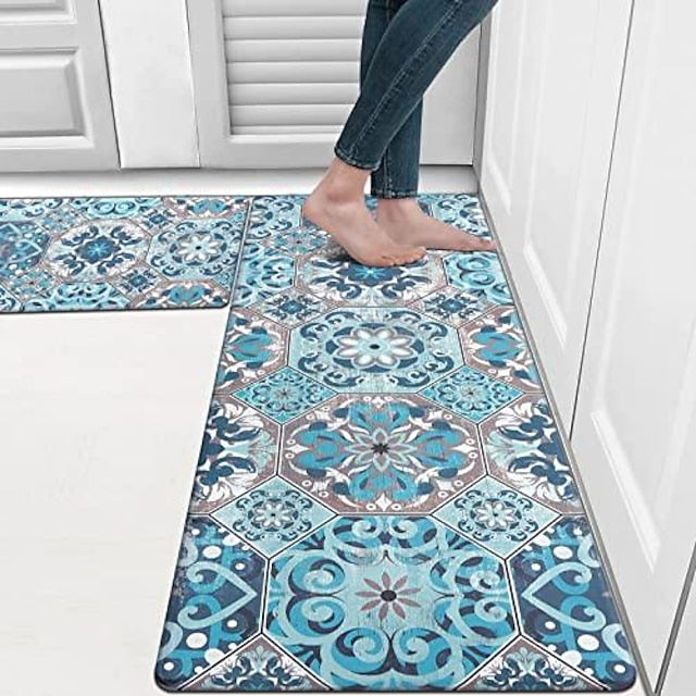 Boho Kitchen Rugs Anti Slip Door Mats for Kitchen Floor Kitchen Rugs and Mats Non Skid Waterproof Kitchen Runner Comfort Standing Mat