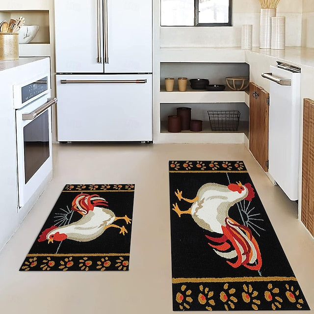 Farmhouse Chicken Area Rug Kitchen Mat Non-Slip Oil Proof Floor Mat Livingroom Rug Indoor Outdoor Mat Bedroom Decor Bathroom Mat Entrance Rug Door Mat