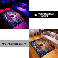 Blacklight Rug UV Reactive Glow in the Dark Area Rug Kitchen Mat Non-Slip Oil Proof Trippy Buddha Floor Mat Livingroom Rug Indoor Outdoor Mat Bedroom Decor Bathroom Mat Entrance Rug Door Mat