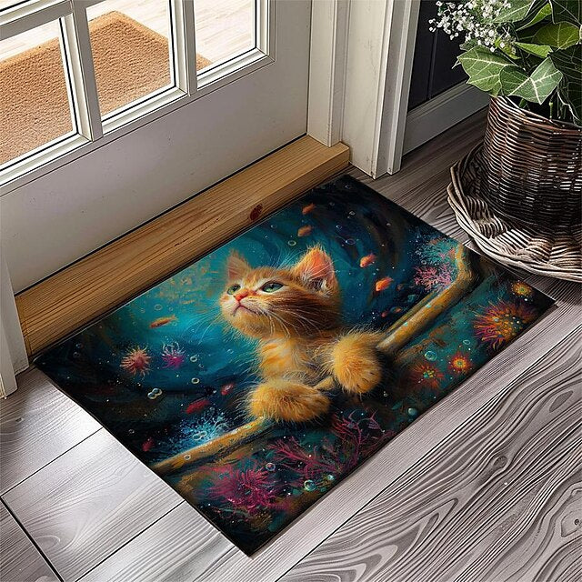 Kitty Fur Doormat Kitchen Mat Floor Mat Non-Slip Area Rug Oil Proof Rug Indoor Outdoor Mat Bedroom Decor Bathroom Mat Entrance Rug