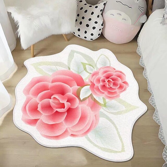 Area Rugs Flower Shaped Rugs Simple 3D Big Flower Carpet Washable Floor Mats