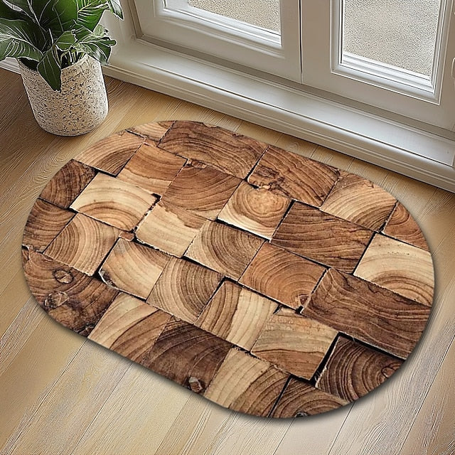 Door Mat Floor Mat Non Slip Ring of Tree 3D Trunk Wooden Log Print Area Rug Bath Mat Waterasorb for Indoor Outdoor Patio Bedroom Kitchen Office