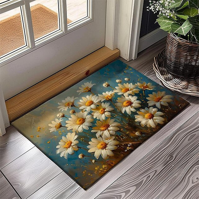 Daisy Flowers Doormat Kitchen Mat Floor Mat Non-Slip Area Rug Oil Proof Rug Indoor Outdoor Mat Bedroom Decor Bathroom Mat Entrance Rug