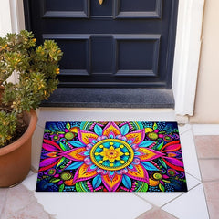 Painting Mandala Bohemian Doormat v Non-Slip Oil Proof Rug Indoor Outdoor Mat Bedroom Decor Bathroom Mat Entrance Rug