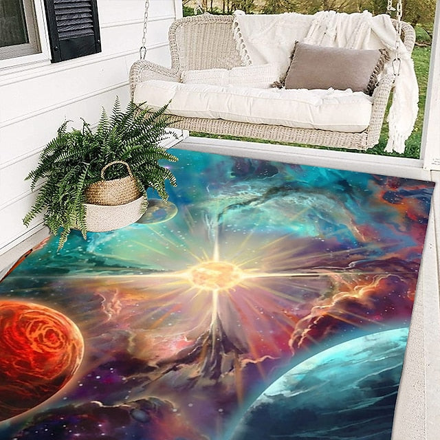 Area Rug Educational Outer Space Universe Planet Floor Rugs Living Room Home Decor, Carpets Area Mats for Kids Boys Girls Bedroom