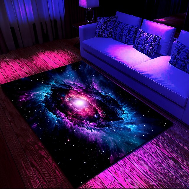 Blacklight Rug UV Reactive Glow in the Dark Area Rug Kitchen Mat Non-Slip Oil Proof Trippy Universe Floor Mat Livingroom Rug Indoor Outdoor Mat Bedroom Decor Bathroom Mat Entrance Rug Door Mat