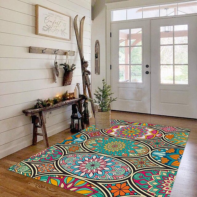 Bohemian Floor Mat Anti-Slip Door Mat Hallway Carpets Area Rugs Washable for Bedroom Living Room Kitchen Bathroom