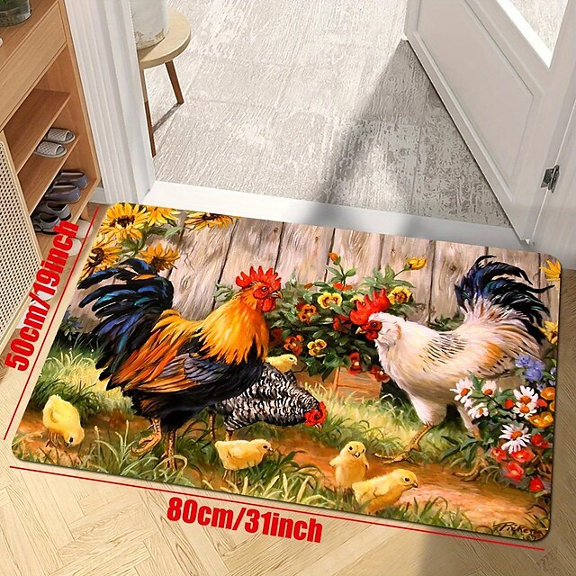 Sunflower Farmhouse Kitchen Rugs Anti Slip Door Mats for Kitchen Floor Kitchen Rugs and Mats Non Skid Waterproof Kitchen Runner Comfort Standing Mat