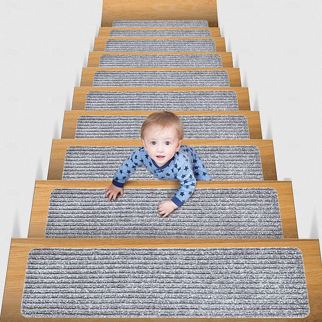 Non-Slip Carpet Stair Treads, Non-Skid Safety Rug, Slip Resistant Indoor Runner For Elders And Pets With Reusable Adhesive