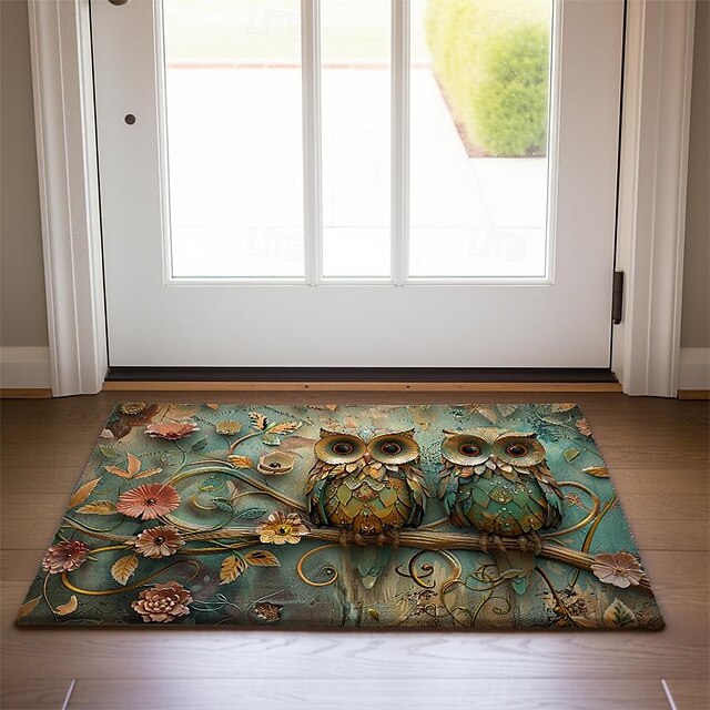 Owl 3D Painting Doormat Kitchen Mat Floor Mat Non-Slip Area Rug Oil Proof Rug Indoor Outdoor Mat Bedroom Decor Bathroom Mat Entrance Rug